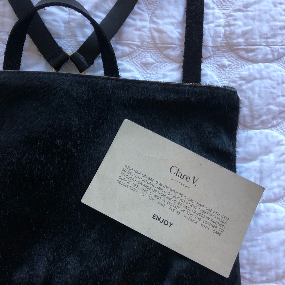 Clare V Agnes backpack black leather/calf hair